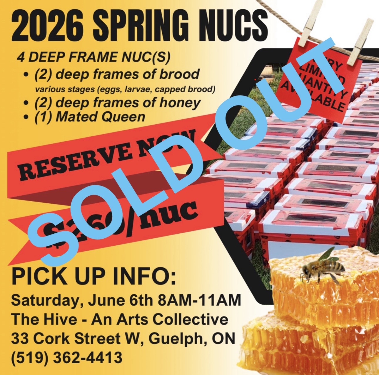 GUELPH PICK UP-JUNE 6TH-$260